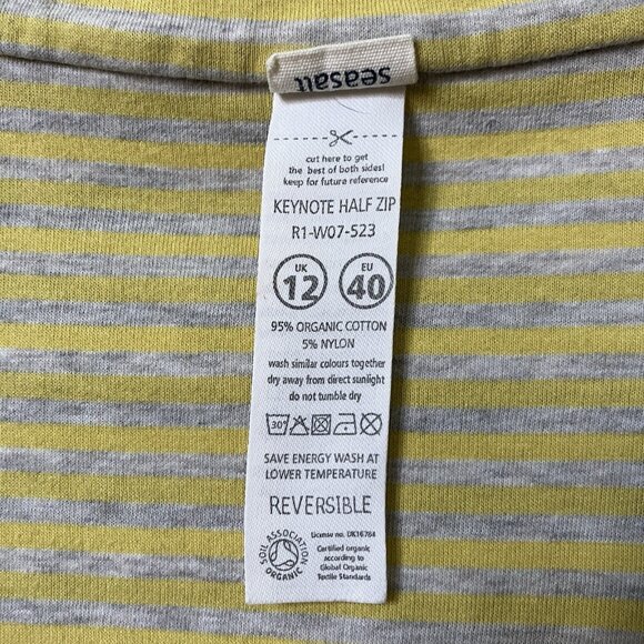Seasalt Keynote 1/2 Zip Shirt Women 8 Eco Organic Cotton Nautical Stripe Coastal - Picture 8 of 9